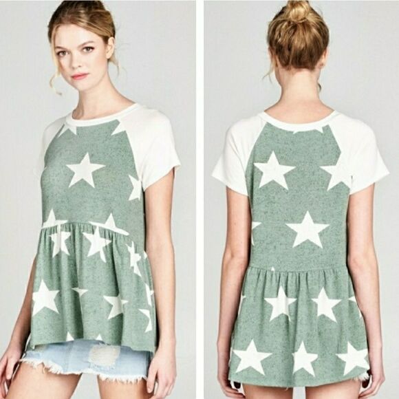 NWT Sage Star Peplum Top-L - Picture 2 of 5